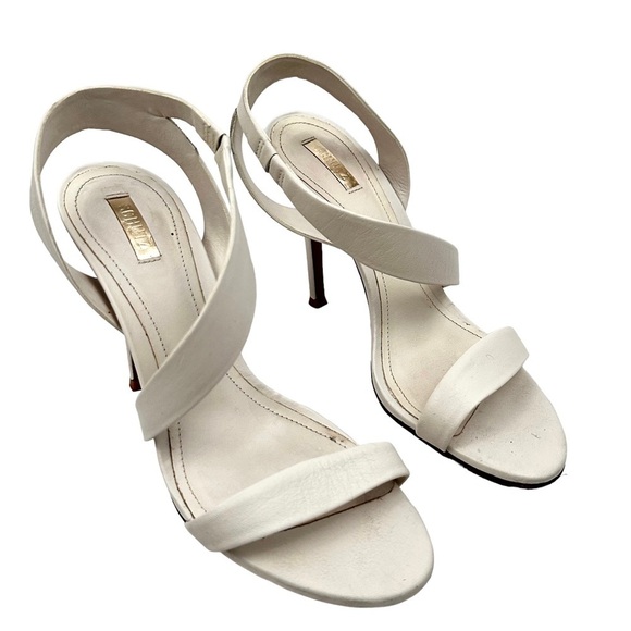 SCHULTZ Strappy Leather Heeled White Sandals - Picture 1 of 8